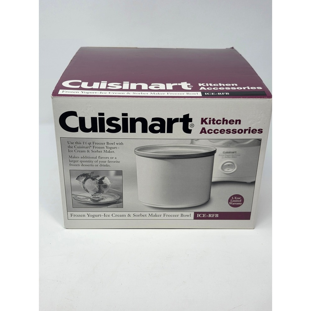 New Cuisinart ICE-RFB 1.5 Qt Frozen Yogurt Ice Cream Sorbet Maker Freezer Bowl